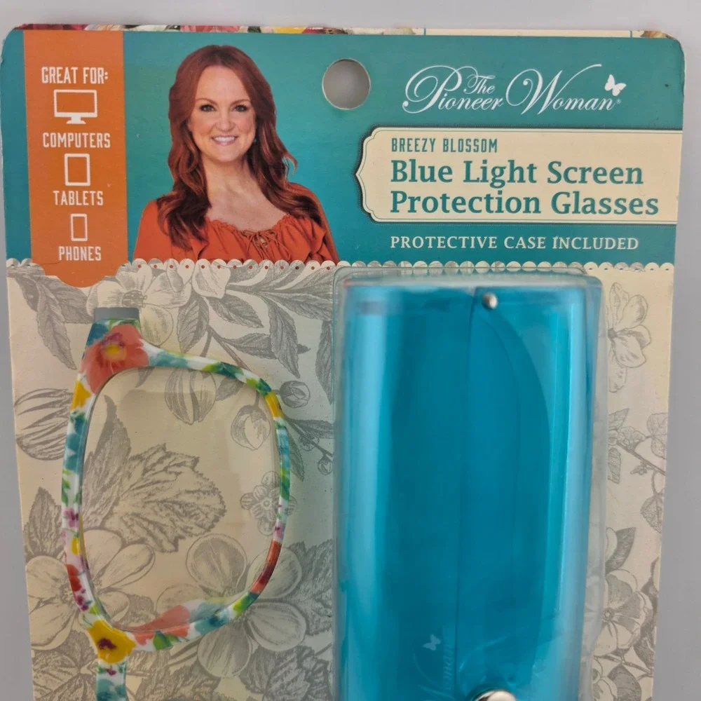 The Pioneer Woman Breezy Blossom Blue Light Screen‎ Protection Glasses With Case